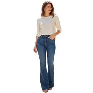 Nine Planet High Rise Flare Jeans Dark Wash Stretch Waist 29 Womens